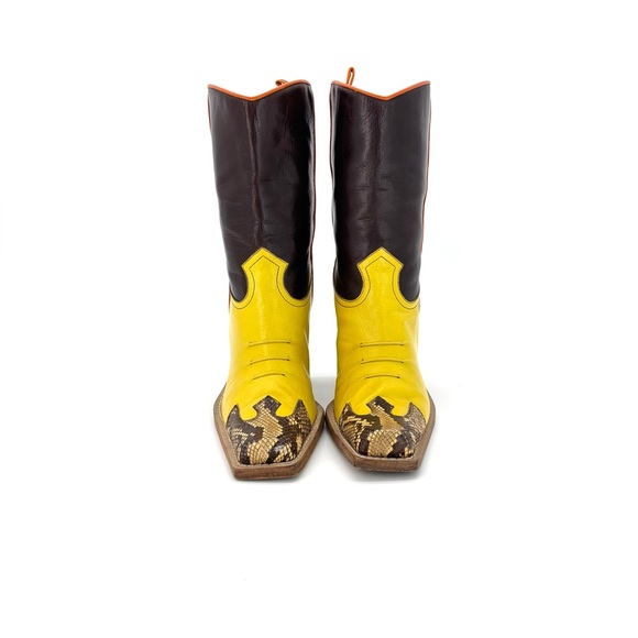 Vintage Miu Miu SS 1999 Mid Calf Snakeskin Leather Cowboy Boots 37 - Picture 5 of 9